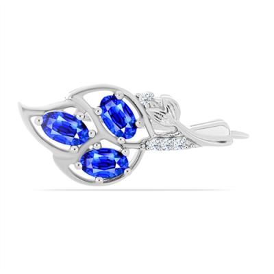 BUY STERLING SILVER BOOCH WITH BLUE SAPPHIRE GEMSTONE 